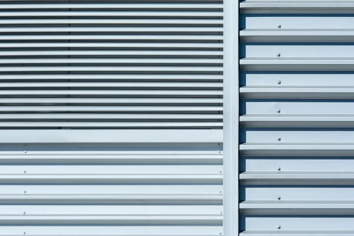 Close-up of corrugated metal roofing panels